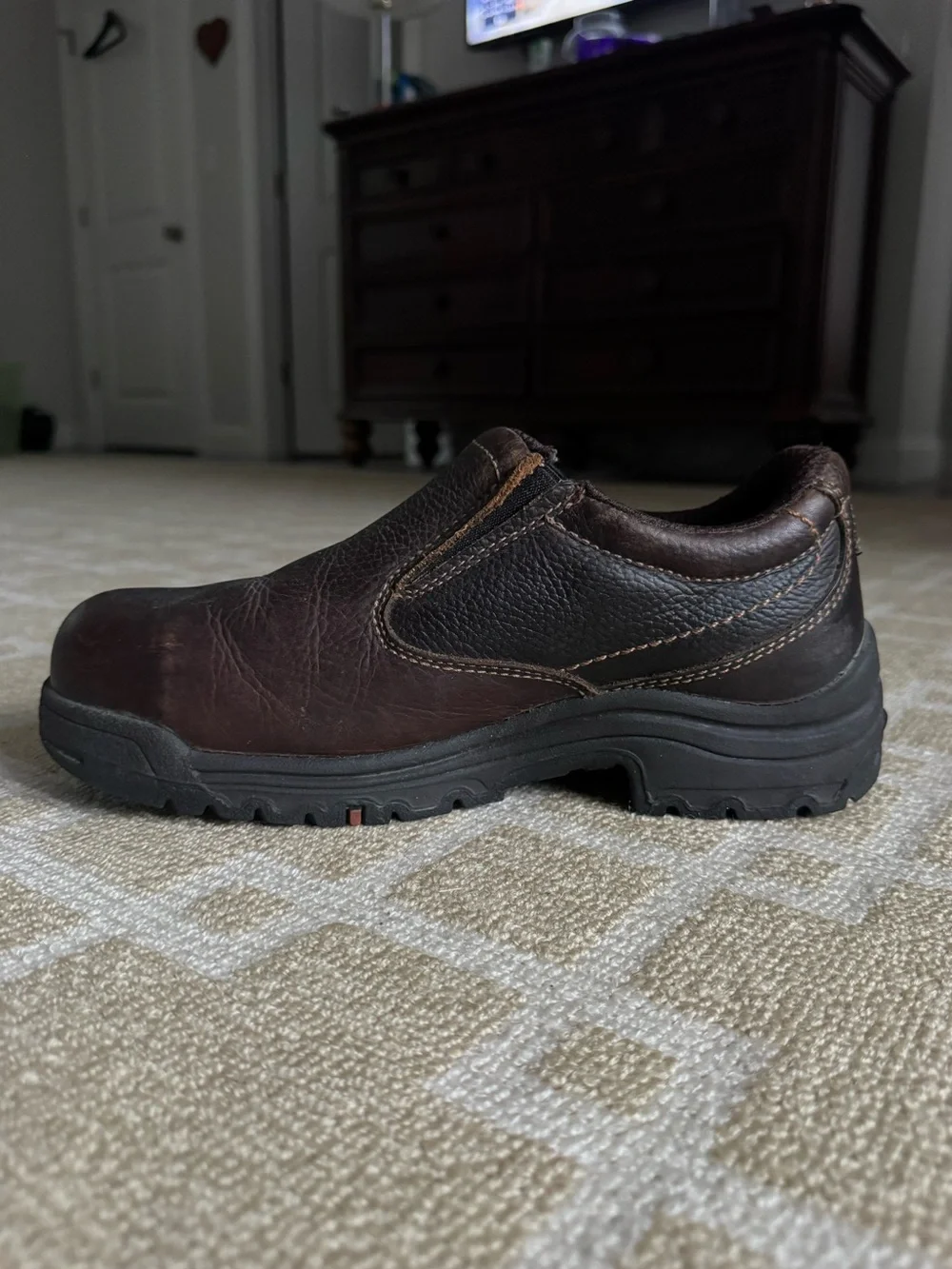 Timberland PRO Titan Alloy Toe Slip On Work Shoes Brown Leather Utility Men’s 9